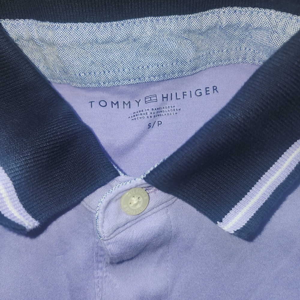 Tommy Hilfiger Men's Small Short Sleeve Polo Shirt Lavender/Navy - Picture 3 of 6